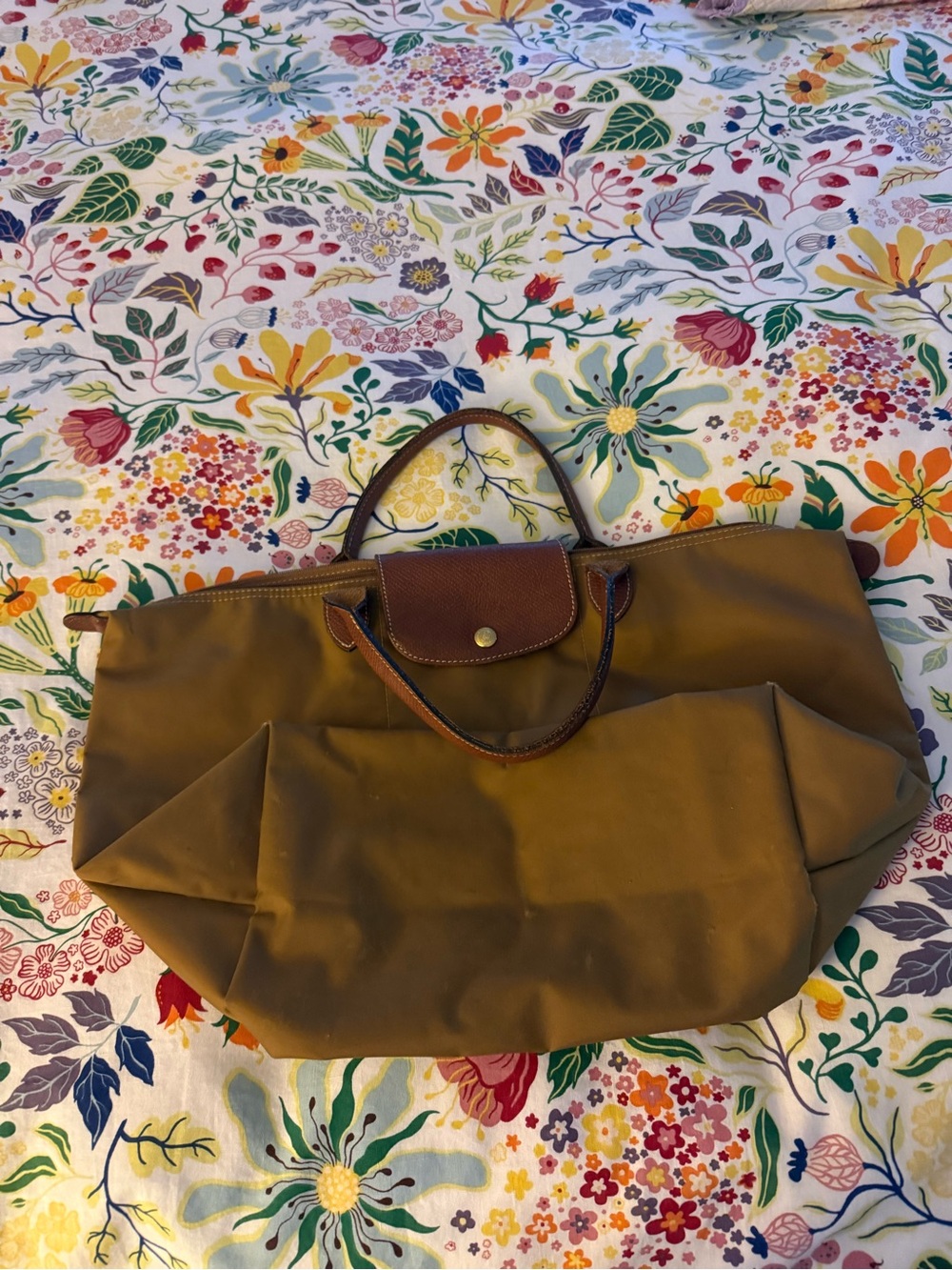 Longchamp Brown Tote with Chestnut Leather Trim